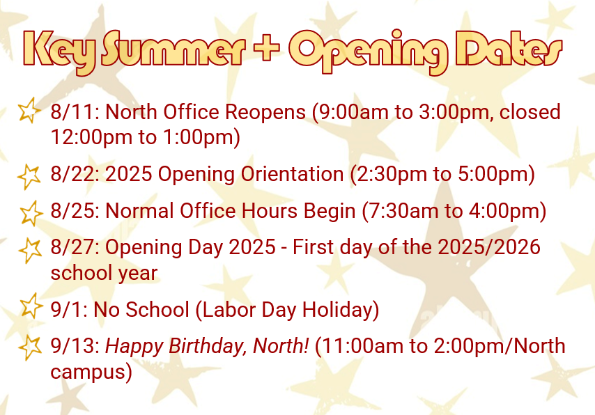  Key Dates- Summer 2025